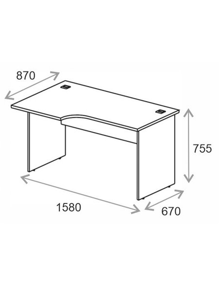Стол эргономичный левый Everprof EVO опоры ЛДСП 1580х670(870)x755 мм Белый