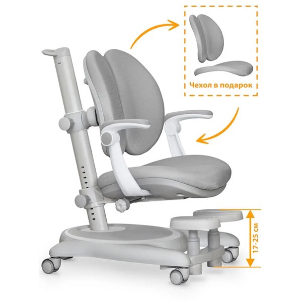 Кресло детское ErgoKids Ortoback Duo Plus Серый